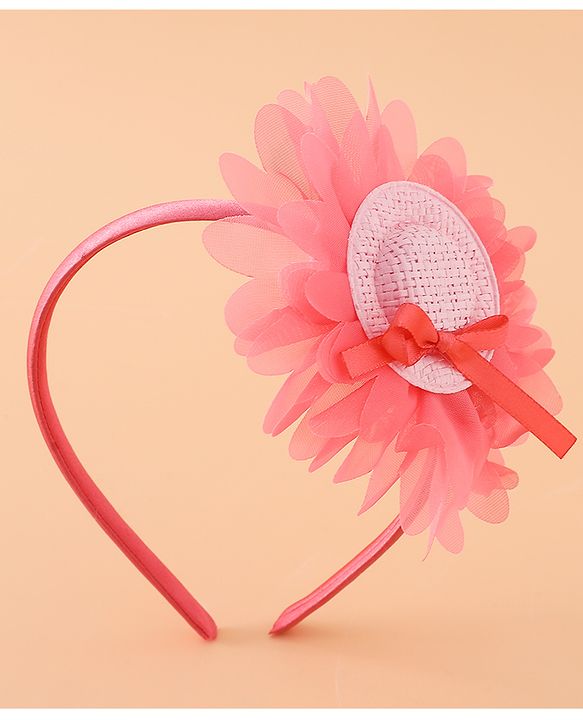 Babyhug Hair Band With Floral Applique Free Size -Pink