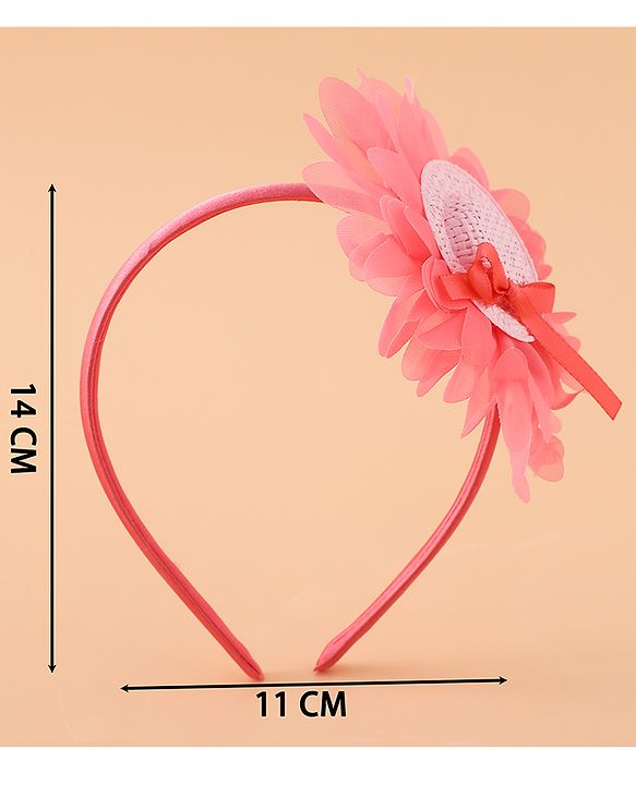 Babyhug Hair Band With Floral Applique Free Size -Pink