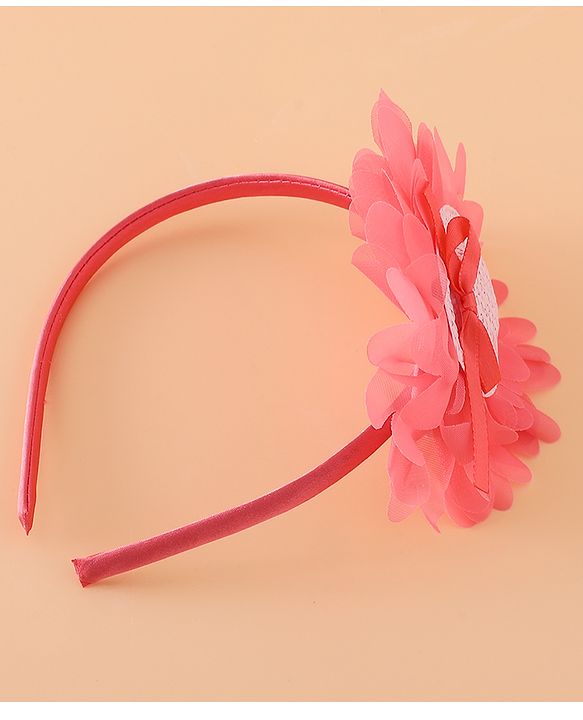 Babyhug Hair Band With Floral Applique Free Size -Pink