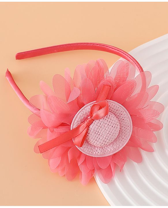 Babyhug Hair Band With Floral Applique Free Size -Pink