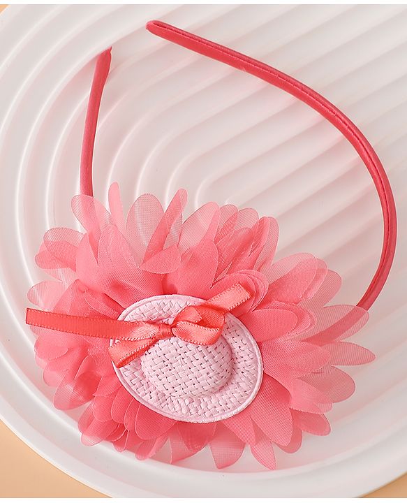 Babyhug Hair Band With Floral Applique Free Size -Pink