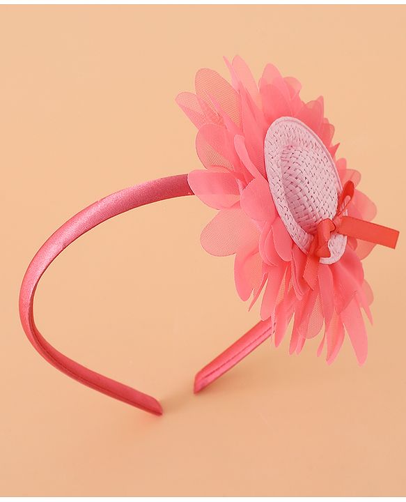 Babyhug Hair Band With Floral Applique Free Size -Pink