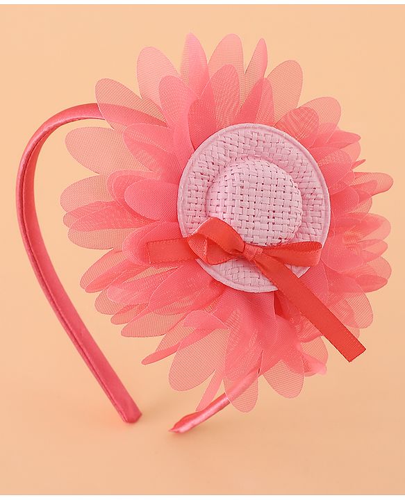 Babyhug Hair Band With Floral Applique Free Size -Pink