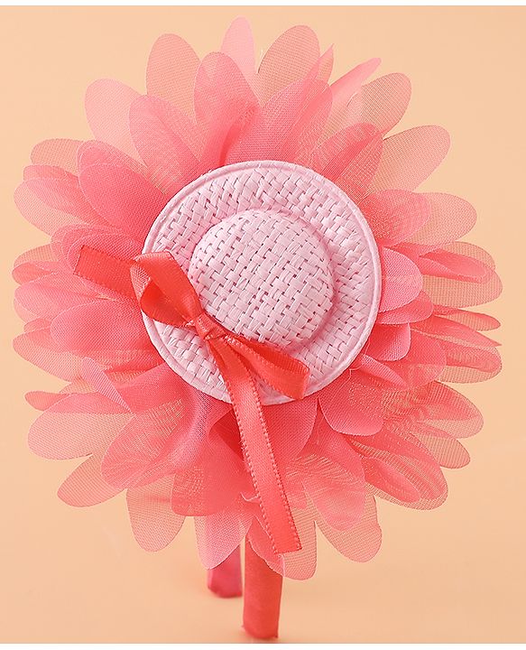 Babyhug Hair Band With Floral Applique Free Size -Pink