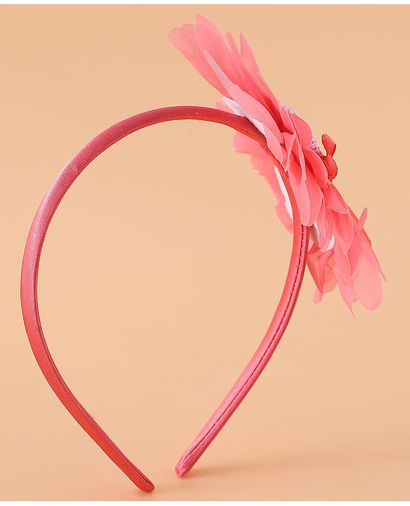 Babyhug Hair Band With Floral Applique Free Size -Pink