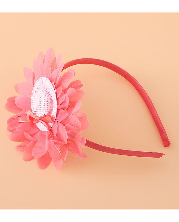 Babyhug Hair Band With Floral Applique Free Size -Pink
