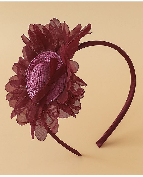 Babyhug Hair Band With Floral Applique Free Size -Pink