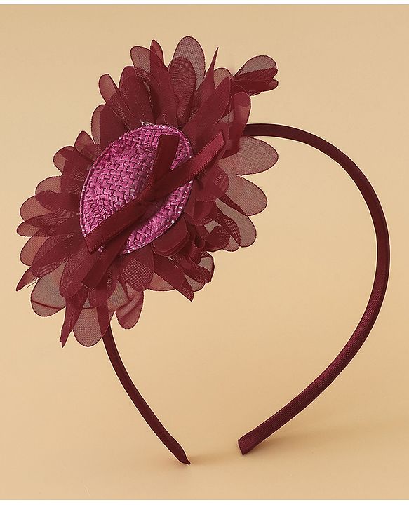 Babyhug Hair Band With Floral Applique Free Size -Pink