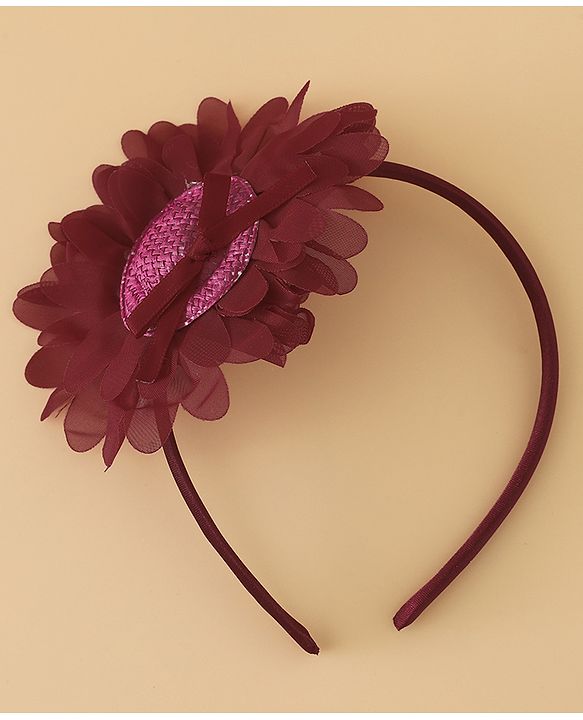 Babyhug Hair Band With Floral Applique Free Size -Pink