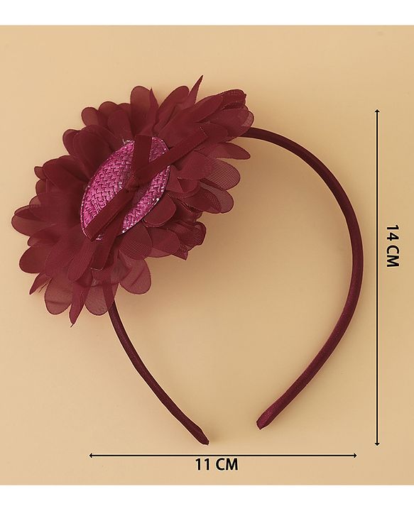 Babyhug Hair Band With Floral Applique Free Size -Pink