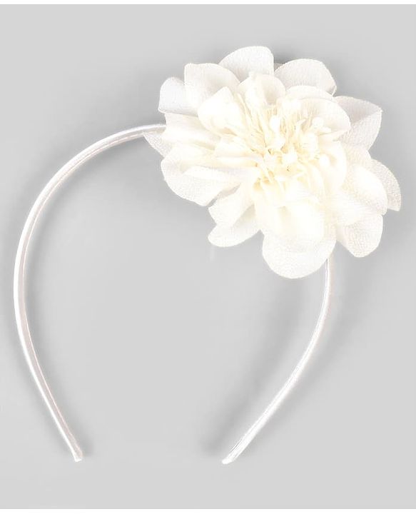 Babyhug Hair Band With Floral Net Applique Free Size - Beige