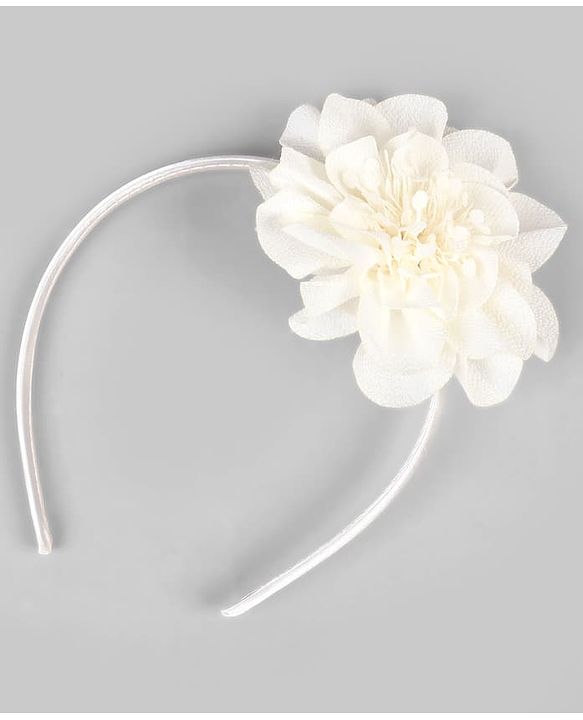 Babyhug Hair Band With Floral Net Applique Free Size - Beige