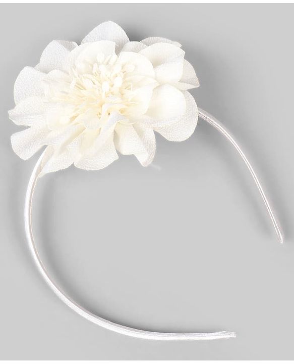 Babyhug Hair Band With Floral Net Applique Free Size - Beige