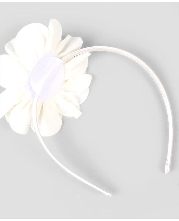 Babyhug Hair Band With Floral Net Applique Free Size - Beige