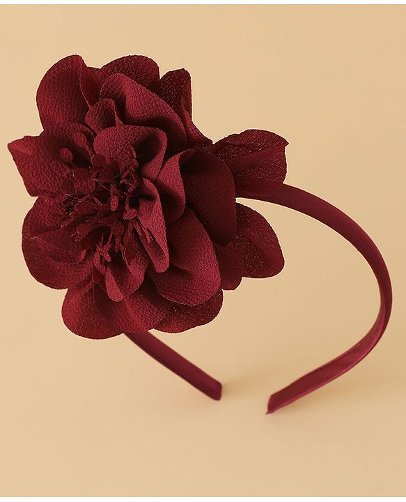 Babyhug Hair Band With Floral Net Applique Free Size - Beige