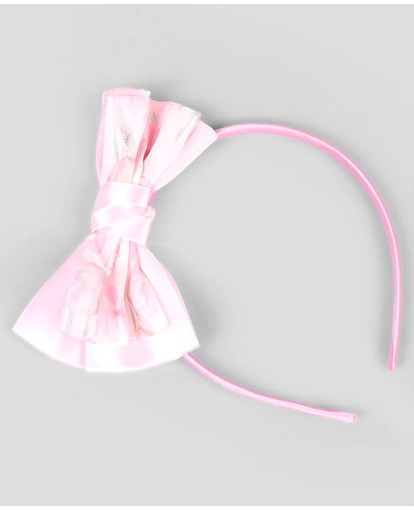 Babyhug Hair Band With Bow Applique Free Size - Pink