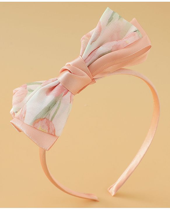 Babyhug Hair Band With Bow Applique Free Size - Pink