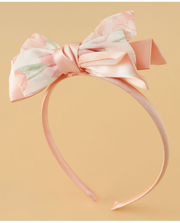 Babyhug Hair Band With Bow Applique Free Size - Pink