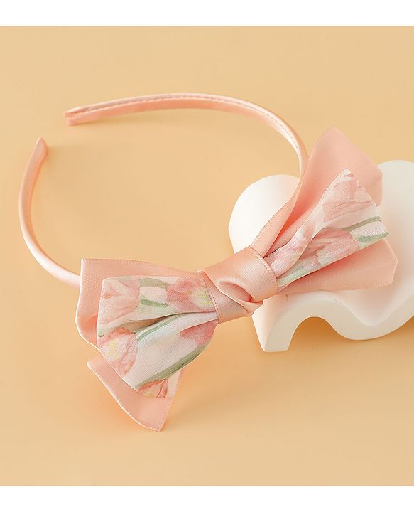 Babyhug Hair Band With Bow Applique Free Size - Pink