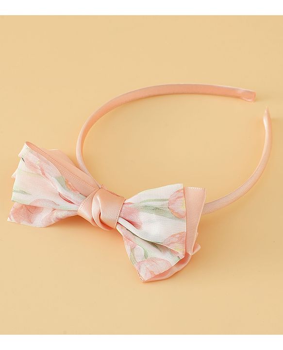 Babyhug Hair Band With Bow Applique Free Size - Pink