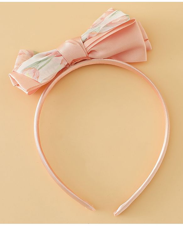 Babyhug Hair Band With Bow Applique Free Size - Pink