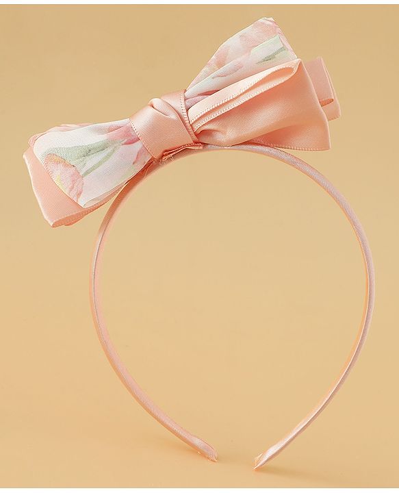 Babyhug Hair Band With Bow Applique Free Size - Pink