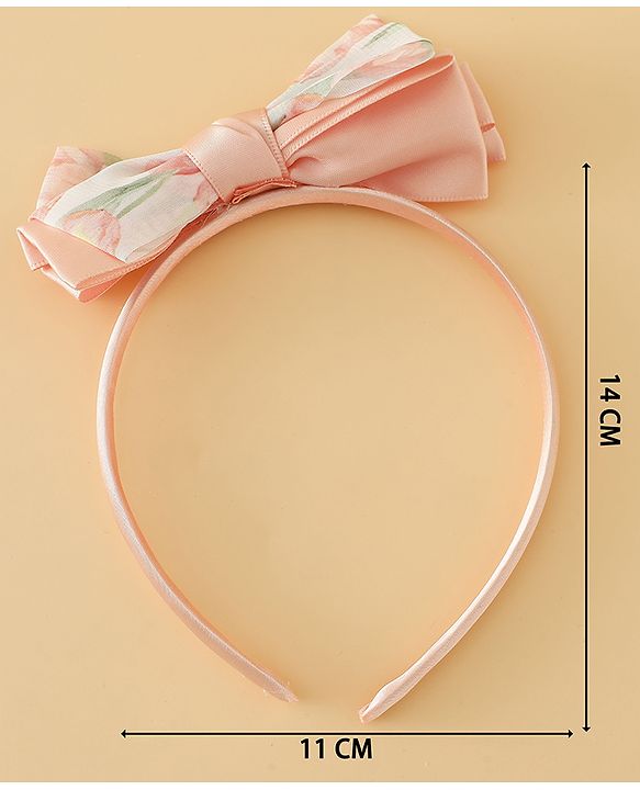 Babyhug Hair Band With Bow Applique Free Size - Pink