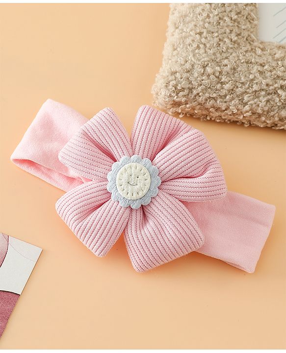 Babyhug Free Size Cute & Stylish Headbands with Floral Applique - Pink