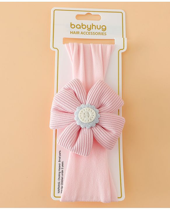 Babyhug Free Size Cute & Stylish Headbands with Floral Applique - Pink