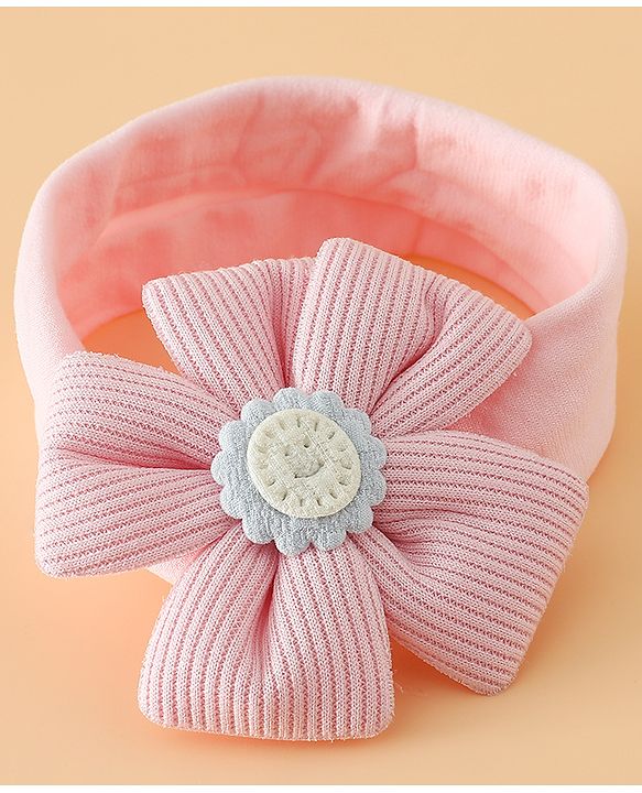 Babyhug Free Size Cute & Stylish Headbands with Floral Applique - Pink