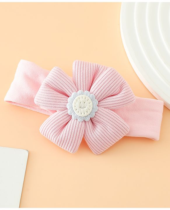 Babyhug Free Size Cute & Stylish Headbands with Floral Applique - Pink