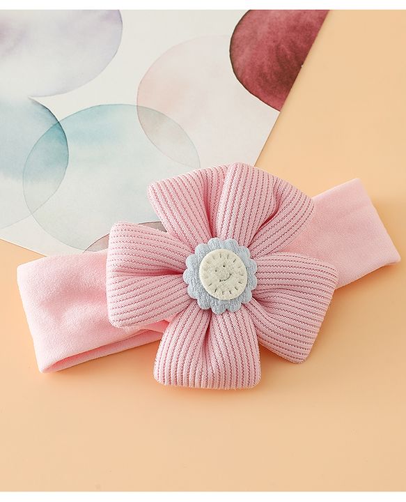 Babyhug Free Size Cute & Stylish Headbands with Floral Applique - Pink