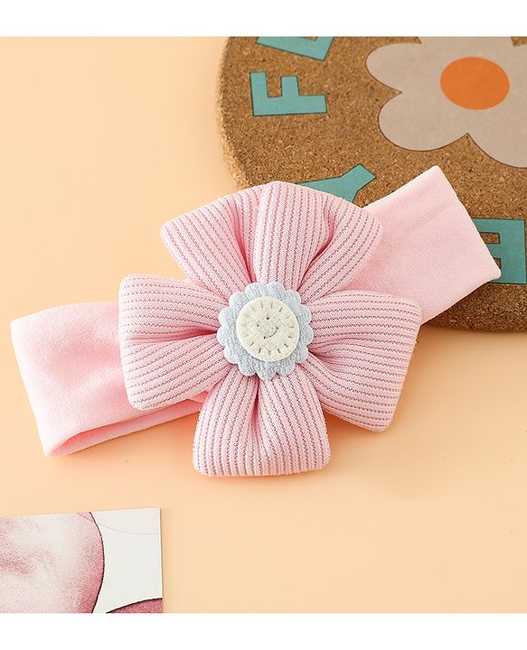 Babyhug Free Size Cute & Stylish Headbands with Floral Applique - Pink