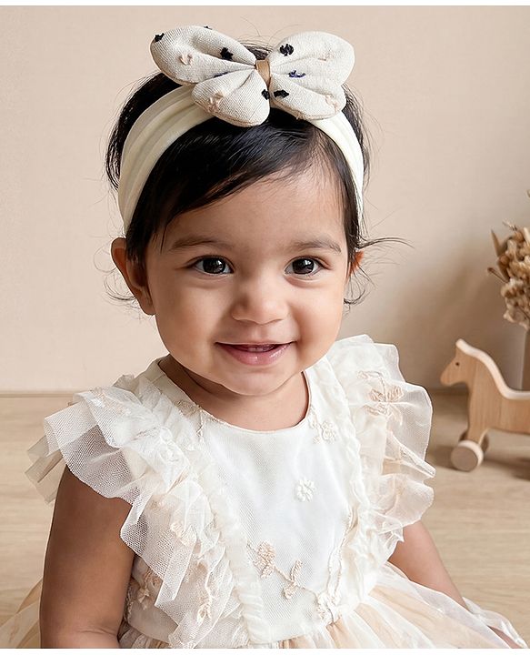 Babyhug Free Size Butterfly Headbands -Beige
