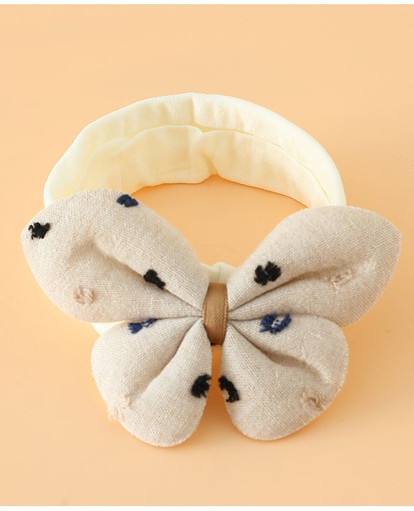 Babyhug Free Size Butterfly Headbands -Beige