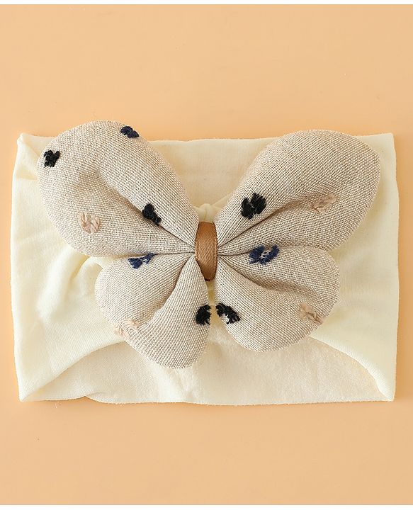 Babyhug Free Size Butterfly Headbands -Beige