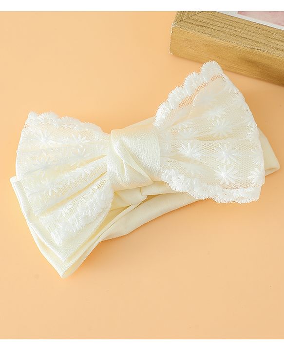Babyhug Free Size Bow Headbands - Beige
