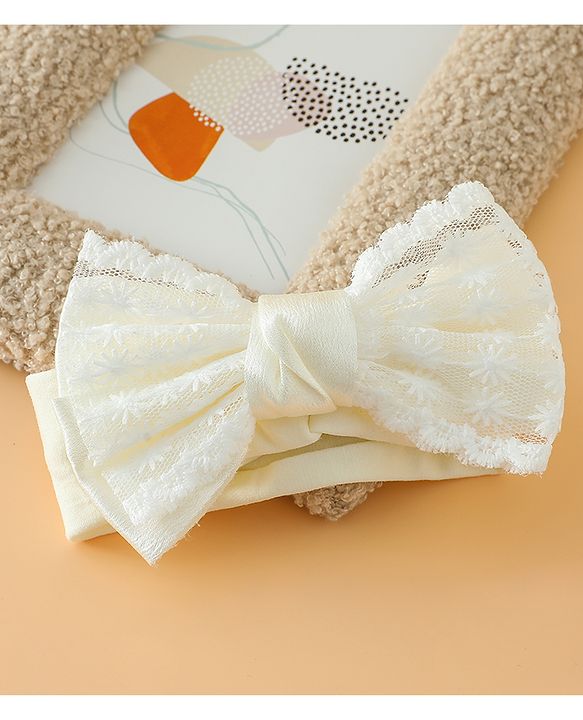 Babyhug Free Size Bow Headbands - Beige
