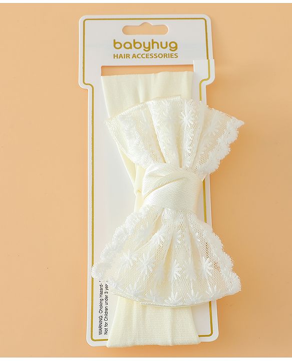 Babyhug Free Size Bow Headbands - Beige