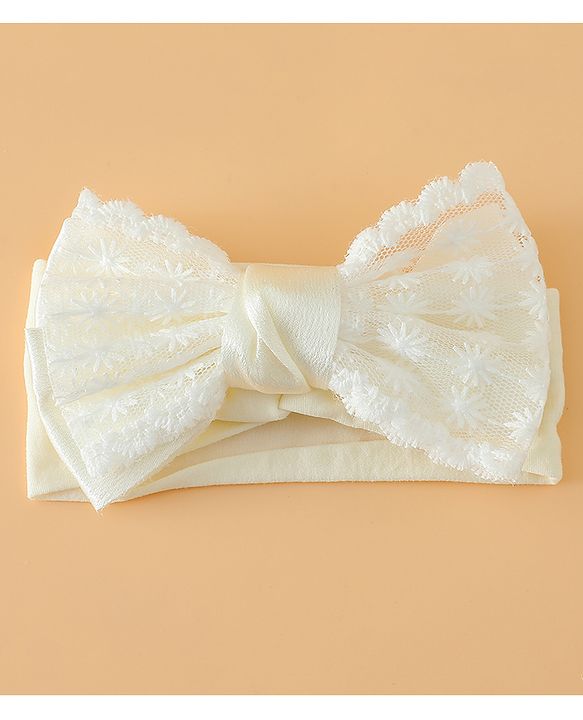 Babyhug Free Size Bow Headbands - Beige