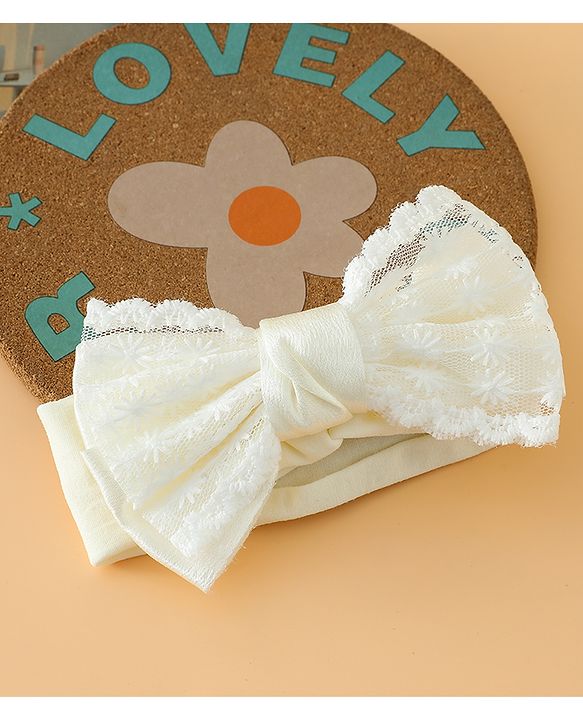Babyhug Free Size Bow Headbands - Beige