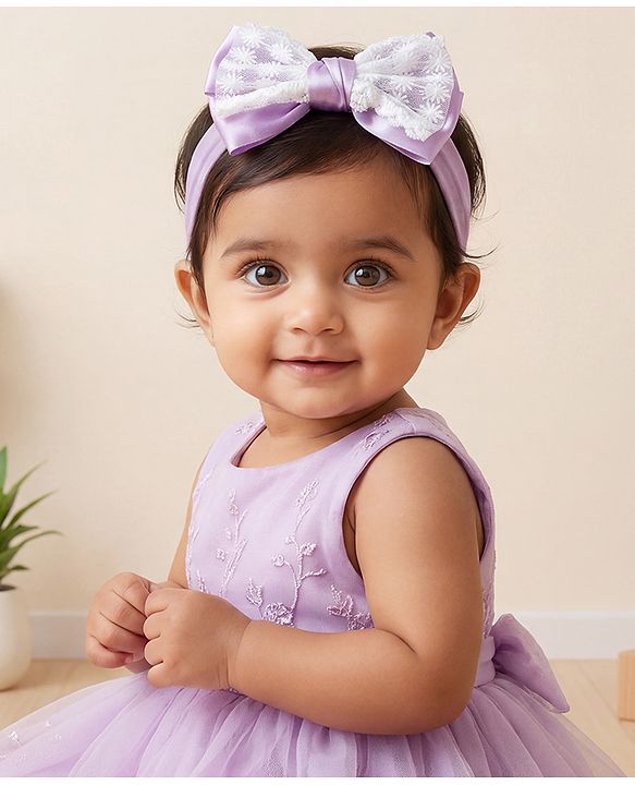 Babyhug Free Size Bow Headbands - Beige