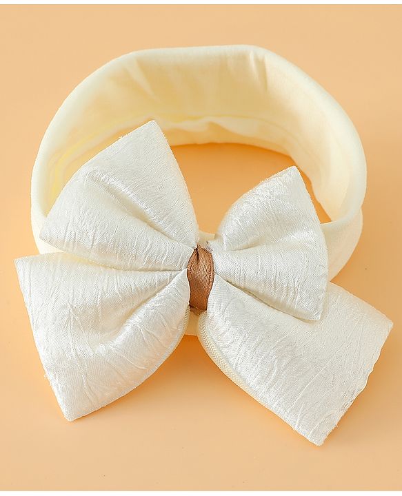 Babyhug Free Size Cute & Stylish Headbands with Bow Applique - Beige