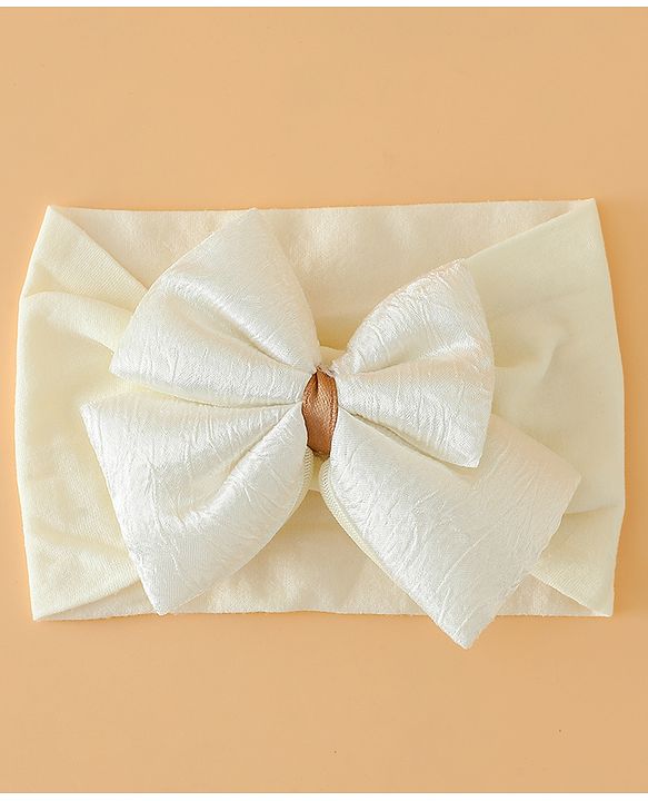 Babyhug Free Size Cute & Stylish Headbands with Bow Applique - Beige