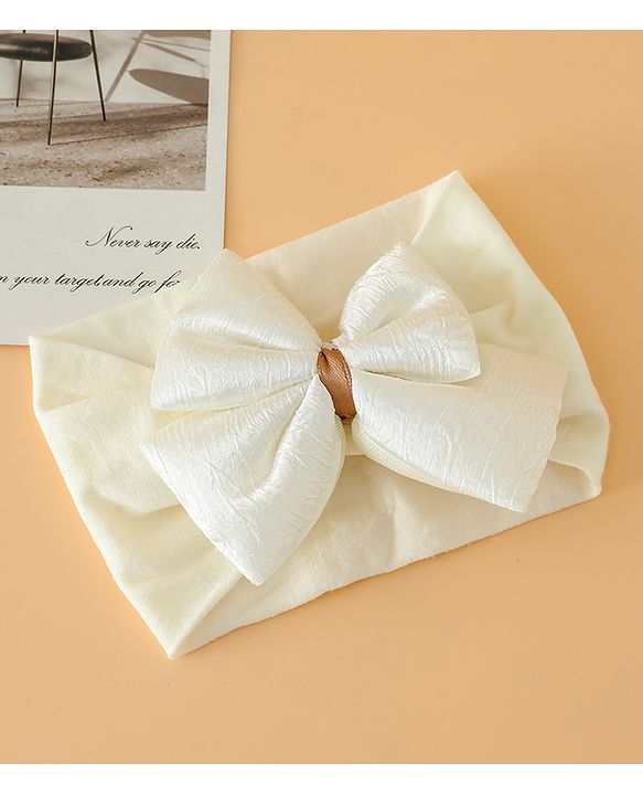 Babyhug Free Size Cute & Stylish Headbands with Bow Applique - Beige