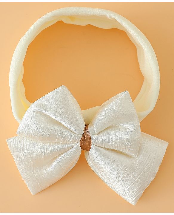 Babyhug Free Size Cute & Stylish Headbands with Bow Applique - Beige