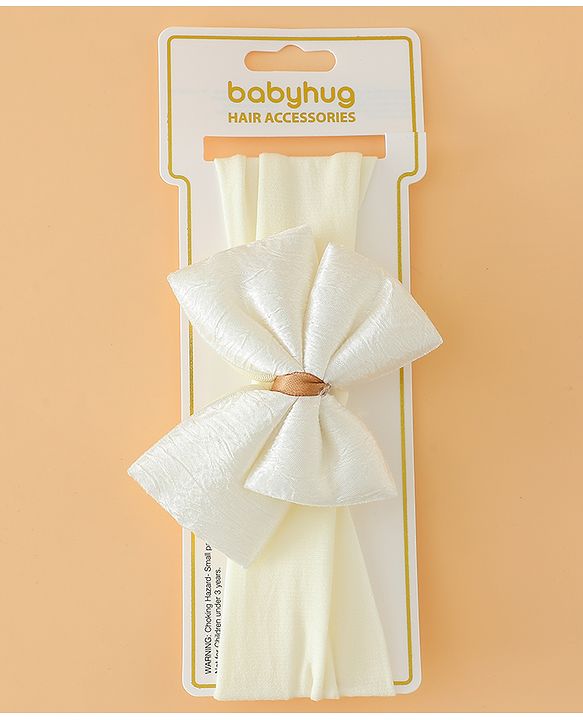 Babyhug Free Size Cute & Stylish Headbands with Bow Applique - Beige