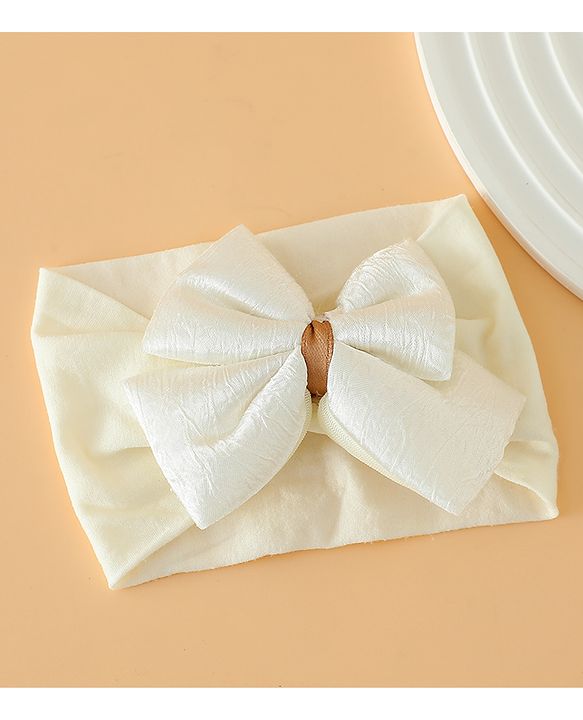 Babyhug Free Size Cute & Stylish Headbands with Bow Applique - Beige