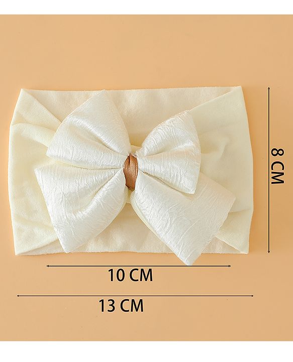 Babyhug Free Size Cute & Stylish Headbands with Bow Applique - Beige