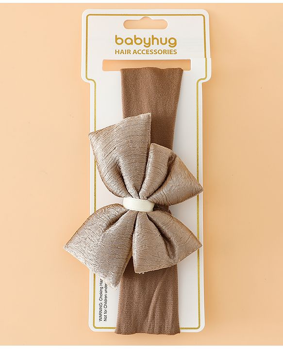 Babyhug Free Size Cute & Stylish Headbands with Bow Applique - Beige